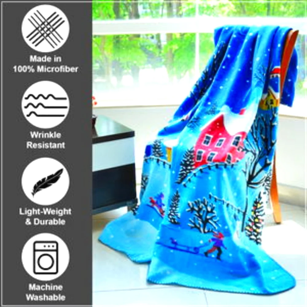 Homes, kids on the Shed and Snow Themed Throw Blanket